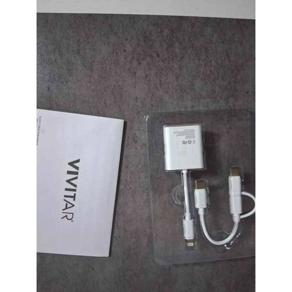 Vivitar Mobile SD MicroSD Universal Card Reader Lightning USB-C Micro USB White